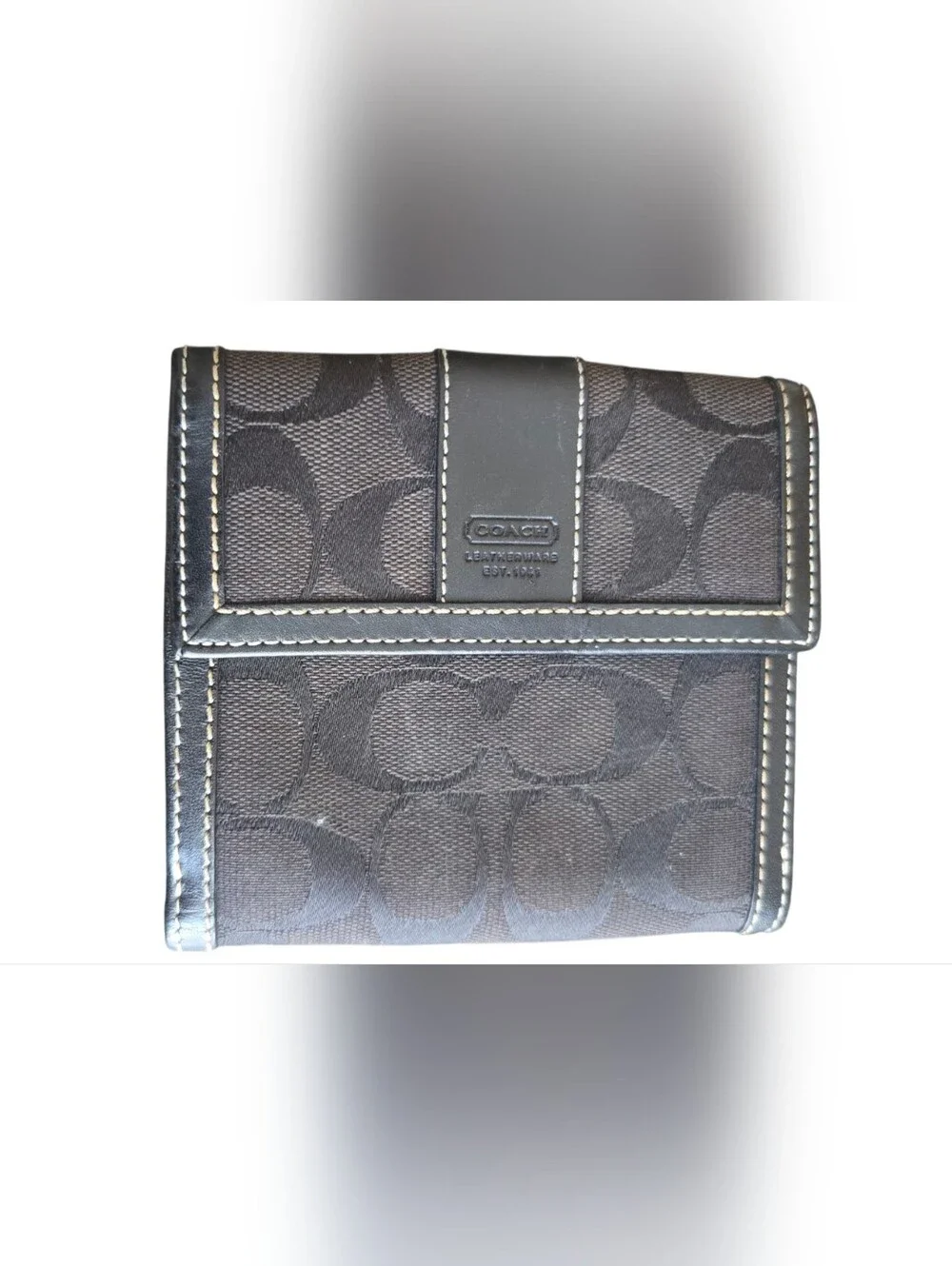 Coach Leatherware Signature Canvas Bifold Wallet Black Smoke Men Women